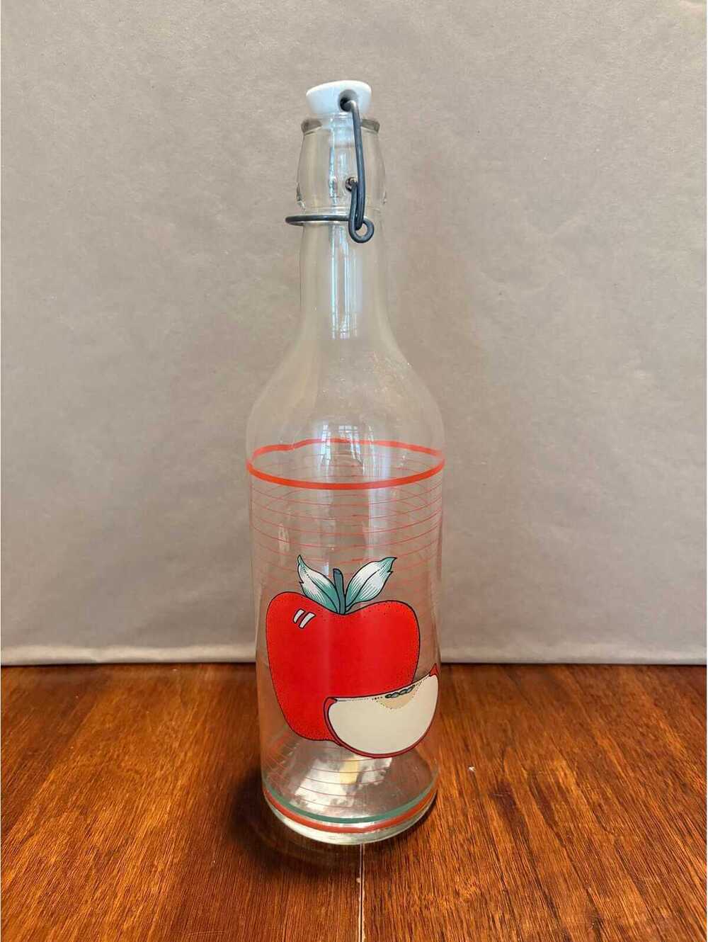 Vintage Italian Glass Swing Top Bottle with Apple Design | Made in Italy